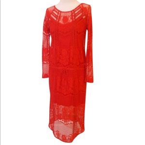 Free people Tomato red Lace Dress